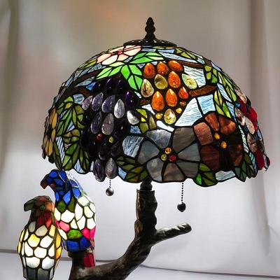 Lot 74 - Tiffany Style Lamp With Birds