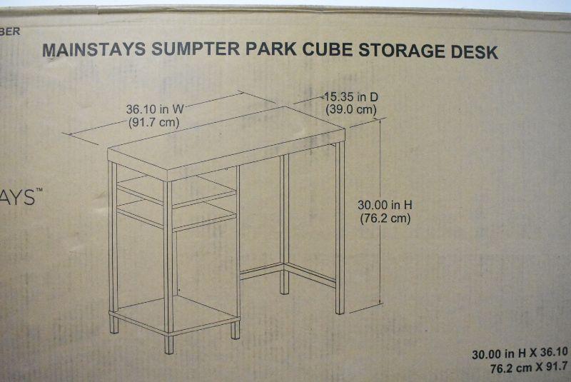 Mainstays Sumpter Park Cube Storage Computer Desk, Black Oak Finish