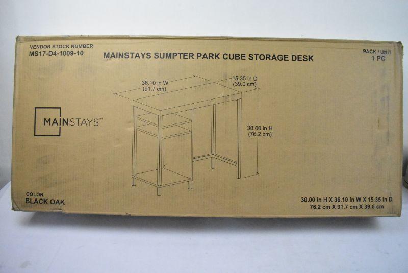 Mainstays Sumpter Park Cube Storage Computer Desk, Black Oak Finish