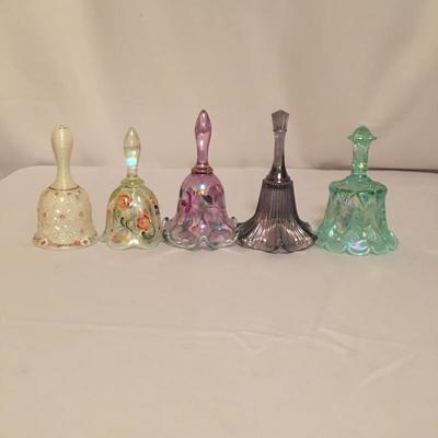  Lot 80 - Five Fenton Carnival Glass Bells