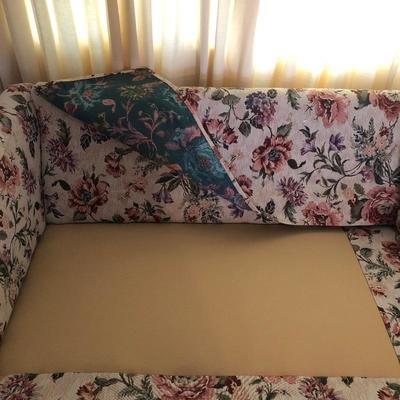 Lot 86- Extra Long Tapestry Covered Sofa