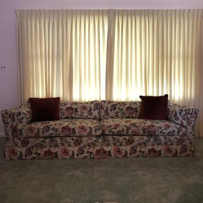 Lot 86- Extra Long Tapestry Covered Sofa