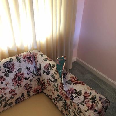 Lot 86- Extra Long Tapestry Covered Sofa