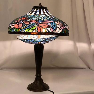 Lot 96- Double Shade Tiffany Style Lamp