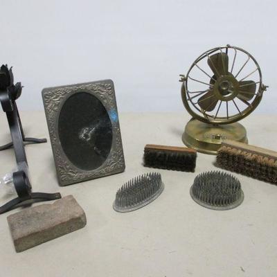 Lot 174 - Variety Of Items - Brushes - Fan-  Picture Frame