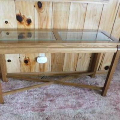 Wood with Glass Insert Sofa Table 48