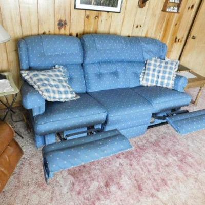 Upholstered Double Recliner Wall Hugger Couch 7' 