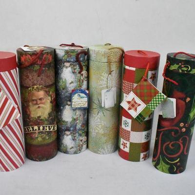 6x Different Wine Tube Gift Boxes w/ Gift Tags - New