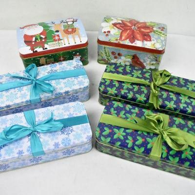 6 Christmas Gift Box Tins - New