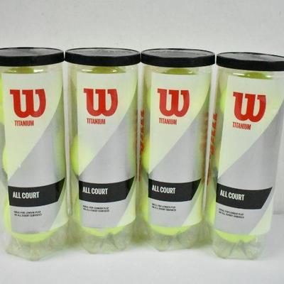 Wilson Titanium Tennis Balls, 4 Cans of 3 Balls Each - New
