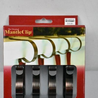 Mantel Clips for Stockings/Lights/Garland/etc. Box of 4, Oil Rubbed Bronze - New