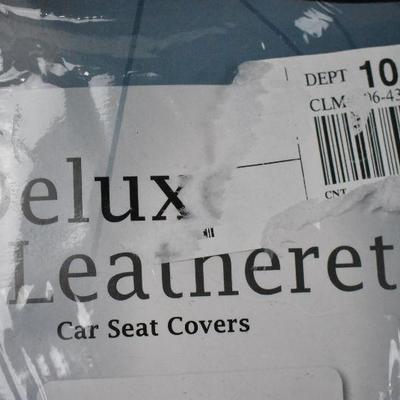 FH Group Black Deluxe Faux Leather Car Seat Covers, Full Set - New