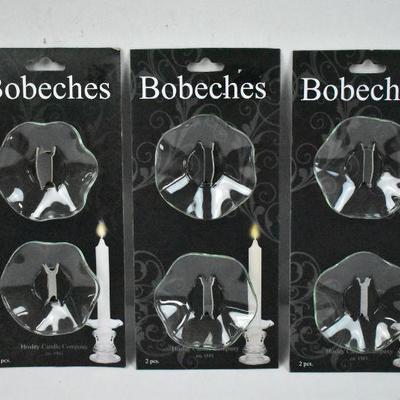 Candle Wax Catcher Rings: Glass Bobeches, 3 Sets of 2 = 6 Total - New