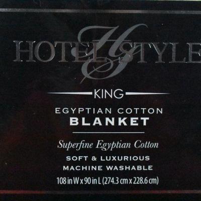 Hotel Style Egyptian Cotton King Size Blanket, Ivory - New