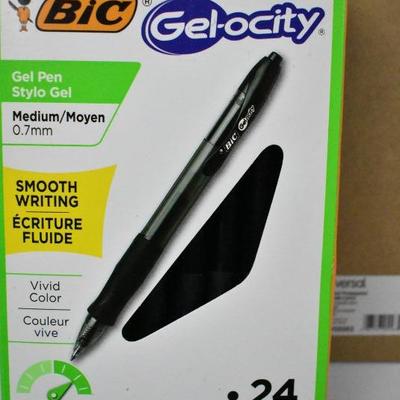 School/Office: Gelocity Retractable Gel Pens, Black, & Clipboards - New