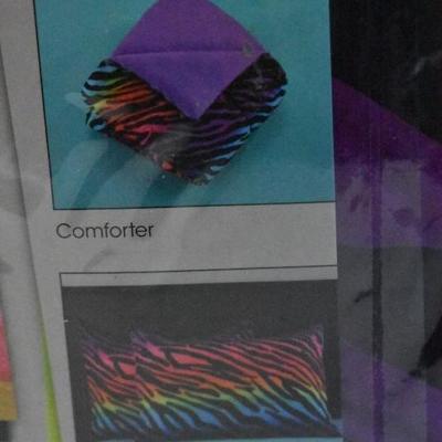 Your Zone Rainbow Zebra Comforter Set, Full/Queen. Comforter & 2 Shams - New