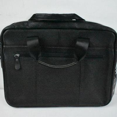 Bullcaptain Leather Laptop Bag Briefcase Travel Handbag (Black) - New