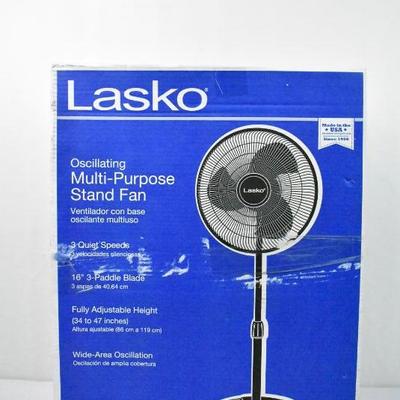 Lasko Oscillating Multi-Purpose Stand Fan, Black - New, Open Box