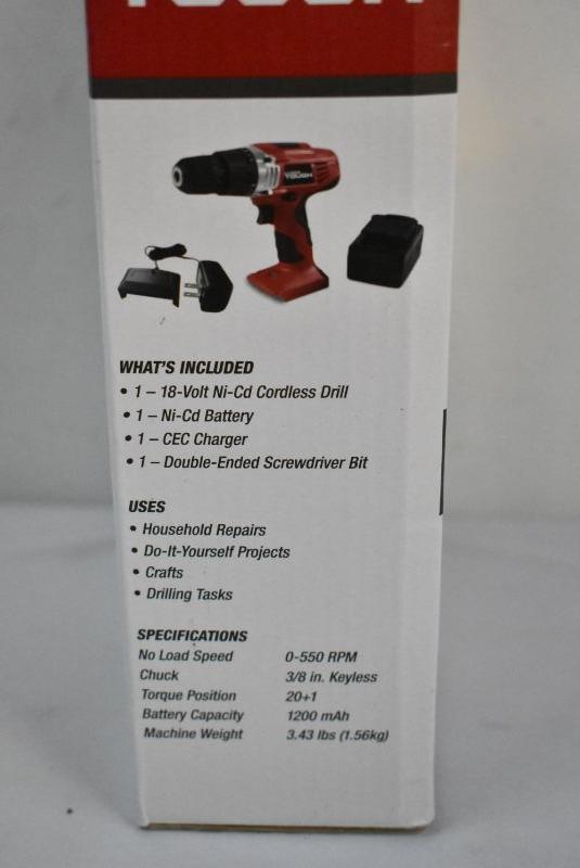 Hyper Tough 18 Volt Ni Cad Cordless Drill AQ75023G New EstateSales
