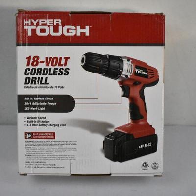 Hyper Tough 18-Volt Ni-Cad Cordless Drill, AQ75023G - New