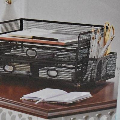 3 Drawer Desk Organizer with Letter Tray, Hanging Folder Storage & Pen Cup - New