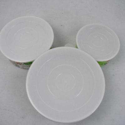3 Melamine Holiday Bowls with Plastic Lids