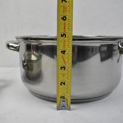 3 pc Cookware. Stainless Steel by Cook N Home. Lid fits both pieces