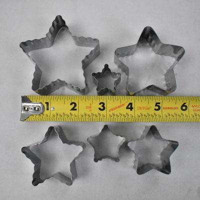 6pc Wilton Cookie Cutters, Star Shaped, marked A-F