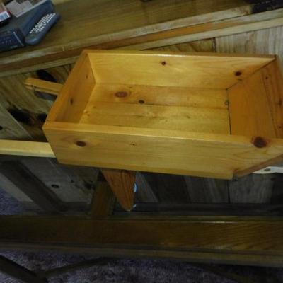 Solid Wood Pine Hand Crafted Wheel Barrow Planter 