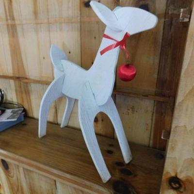 Hand Crafted Solid Wood Pine Animal (Deer?)