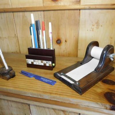 Set Rustic Office Accessories Note and Pen/Pencil Holders
