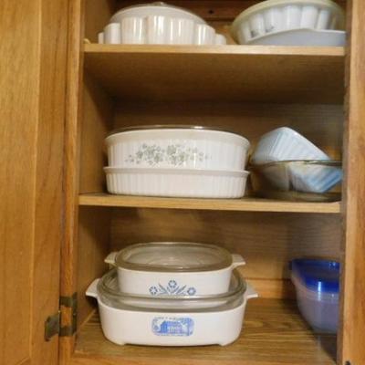 Collection of Corning, Amana, and Gemco Baking Dishes with Lids