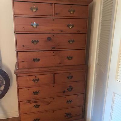 Lot #160 Pine Chest on Chest of Drawers