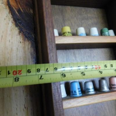 Lot 1:  Thimble Collection with Shelf Featuring US Cities and States 7
