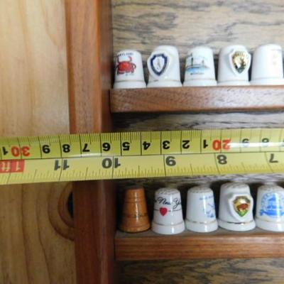 Lot 2:  Thimble Collection with Shelf Featuring US Cities and States 11