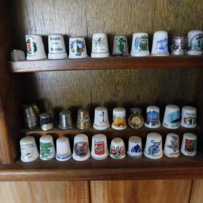 Lot 3:  Thimble Collection with Shelf Featuring Foriegn Cities and States 11