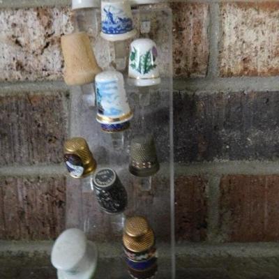 Lot 5:  Thimble Collection On Acrylic Holder Featuring Design and Themes
