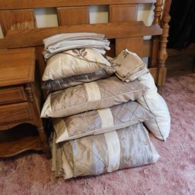 Full Size Comforter, Shams, Throw Pillows, and Two Standard Size Pillows