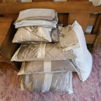 Full Size Comforter, Shams, Throw Pillows, and Two Standard Size Pillows
