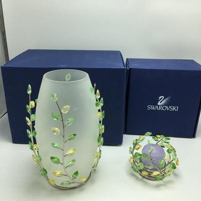 Lot 188 - Swarovski Vase & Candle Holder