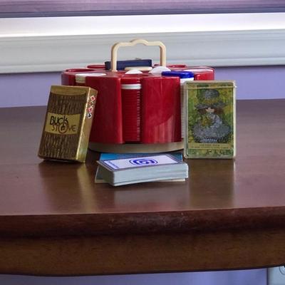 Lot 195- Card Table & more