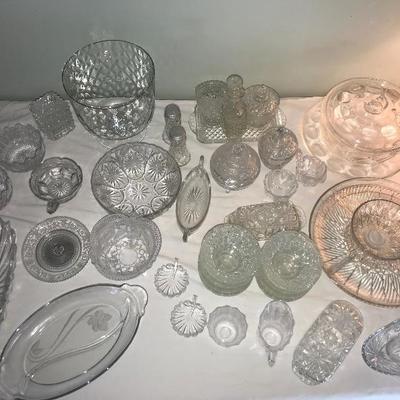 Lot # 124  Lot of misc pressed glassware