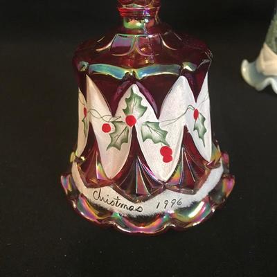 Lot 205 - Six Hand Painted Fenton Christmas Bells