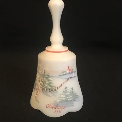 Lot 205 - Six Hand Painted Fenton Christmas Bells