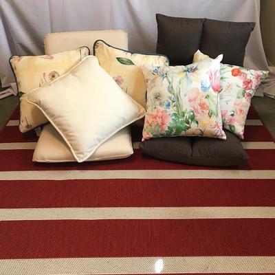 Lot 207 - Outdoor Rug, Loungers and Throw Pillows