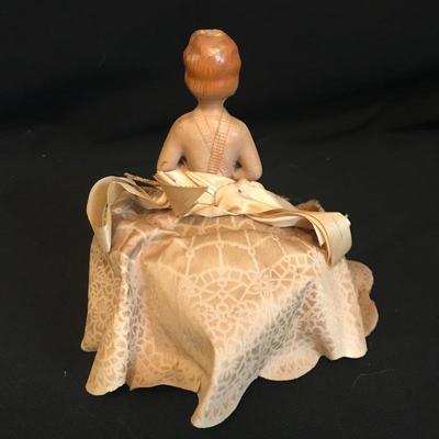 Lot 208 - Sewing Basket with Vintage Pin Cushion and Ballerina