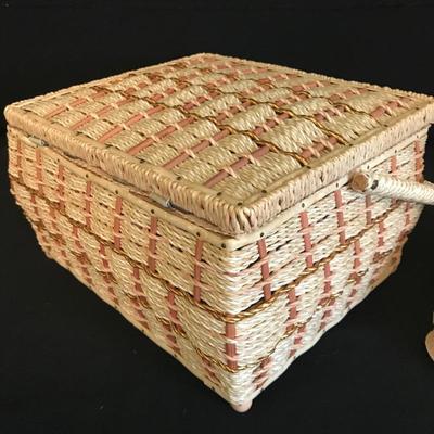 Lot 208 - Sewing Basket with Vintage Pin Cushion and Ballerina