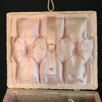 Lot 208 - Sewing Basket with Vintage Pin Cushion and Ballerina