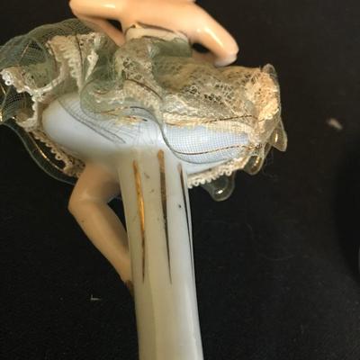 Lot 208 - Sewing Basket with Vintage Pin Cushion and Ballerina