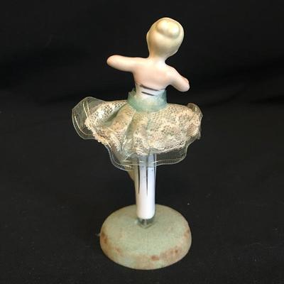 Lot 208 - Sewing Basket with Vintage Pin Cushion and Ballerina